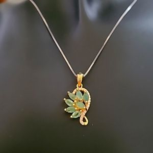 Natural Green Emerald .925 Sterling Silver Necklace